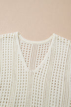 Crochet Open Knit Drawstring Waist Beach Dress