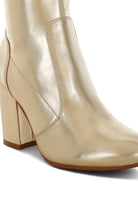 Women's Shoes - BootsTirana Metallic Pleather Sock Boots - VacationGrabs