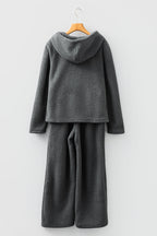 Fuzzy Drawstring Hoodie and Pants Lounge Set