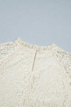 Sheer Lace Ruffle Trim Long Sleeve Blouse