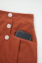 Corduroy Scalloped Edge High Waist Shorts