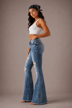 Storm Bell Bottom Jean in Stone Wash