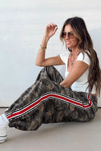 Camo Side Stripe Panel Drawstring Pants
