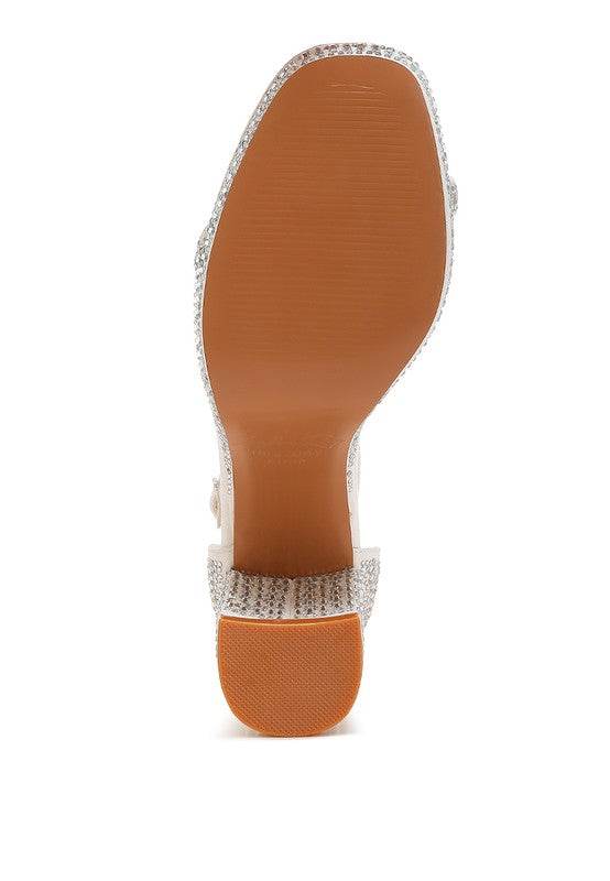 Ronan Rhinestones Embellished Block Sandals - VacationGrabs