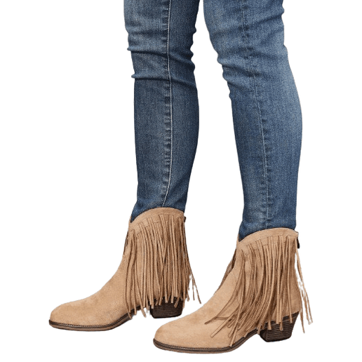 Fringe Cowboy Western Ankle Boots - VacationGrabs
