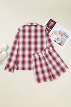 Plaid Shirt and Shorts Lounge Set