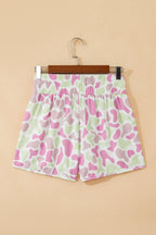 Camo Shirred High Waist Athleisure Shorts