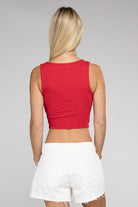 Women's Shirts - Cropped TopsCotton Square Neck Cropped Cami Top - VacationGrabs