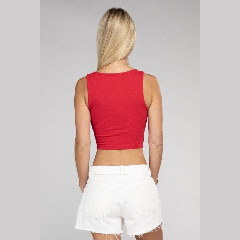 Cotton Square Neck Cropped Cami Top - VacationGrabs