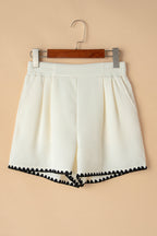 Contrast Ricrac Hem Waffle Textured Shorts