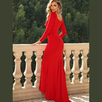 Square Neck Long Sleeve Dress - VacationGrabs