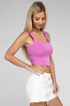 Women's Shirts - Cropped TopsCotton Square Neck Cropped Cami Top - VacationGrabs