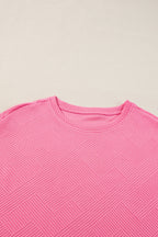 Solid Textured T-Shirt and Drawstring Pants Set