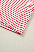 Stripe Quarter Zip Polo Collar T-Shirt Dress