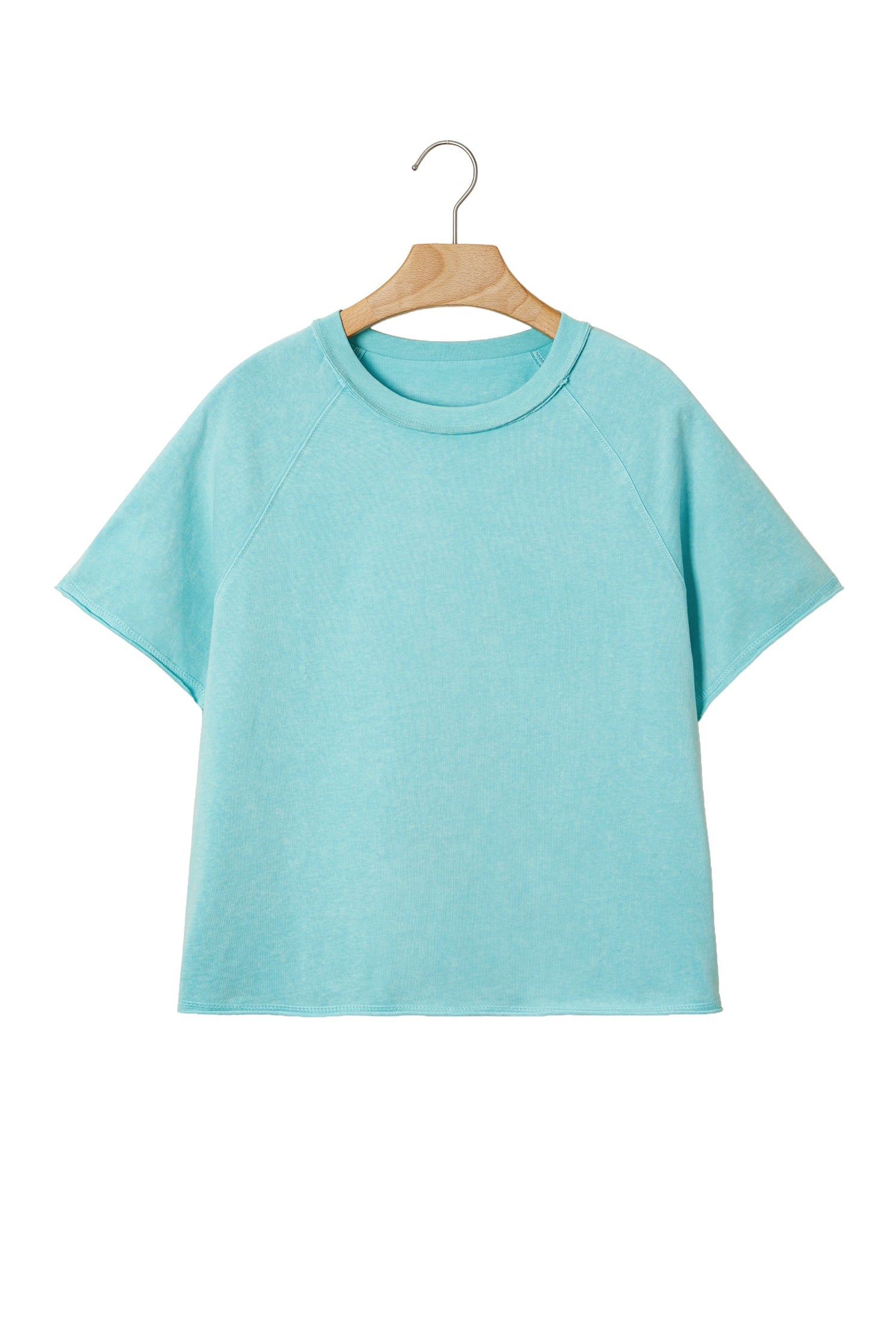 Mineral Wash Raglan Sleeve Boxy Cropped Tee