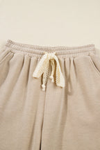 Solid Corduroy Lace Hoodie and Pants Set