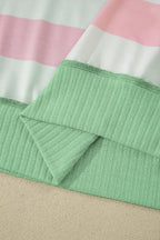 Stripe Exposed Seam Ribbed Patchwork Oversized Tee