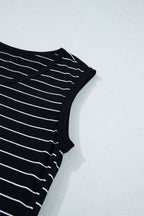 Stripe Drawstring Waist Pocketed Mini Dress