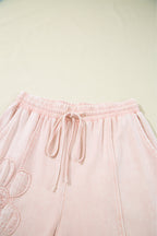 Floral Patch Mineral Wash Terry Knit Pants