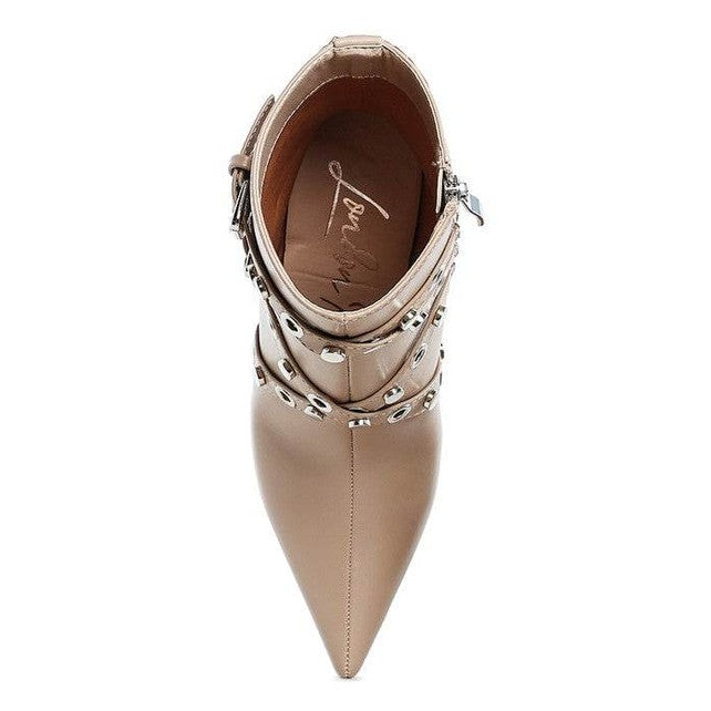 Jaunts Eyelets & Studs Harness Ankle Boots - VacationGrabs