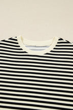 Stripe Textured Pullover Top and Mini Skirt Set
