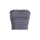 Gray daily wear soft bandeau shirt with ruched fabric design from VacationGrabs