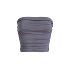 Gray daily wear soft bandeau shirt with ruched fabric design from VacationGrabs