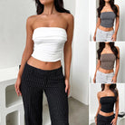 VacationGrabs daily wear soft bandeau shirt in white gray brown and black colors styled with pants