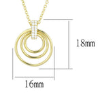 Dainty gold circle pendant necklace with three intertwined rings and sparkling accents