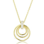 Dainty gold circle pendant necklace with sparkling zirconia on a delicate chain for elegant styling