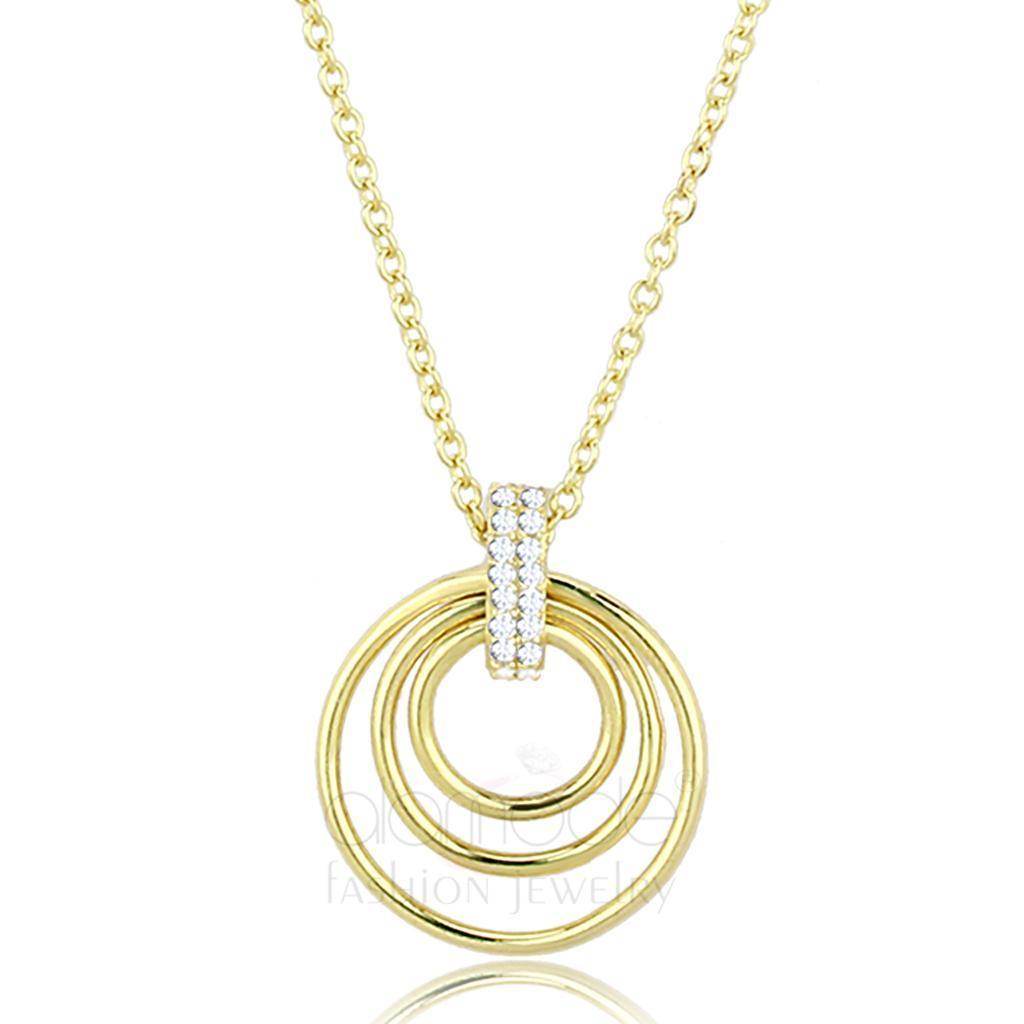 Dainty gold circle pendant necklace with sparkling zirconia on a delicate chain for elegant styling