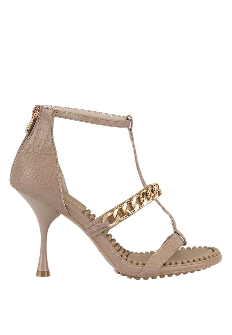 Dakota Metal Chain Mid Heel Sandals