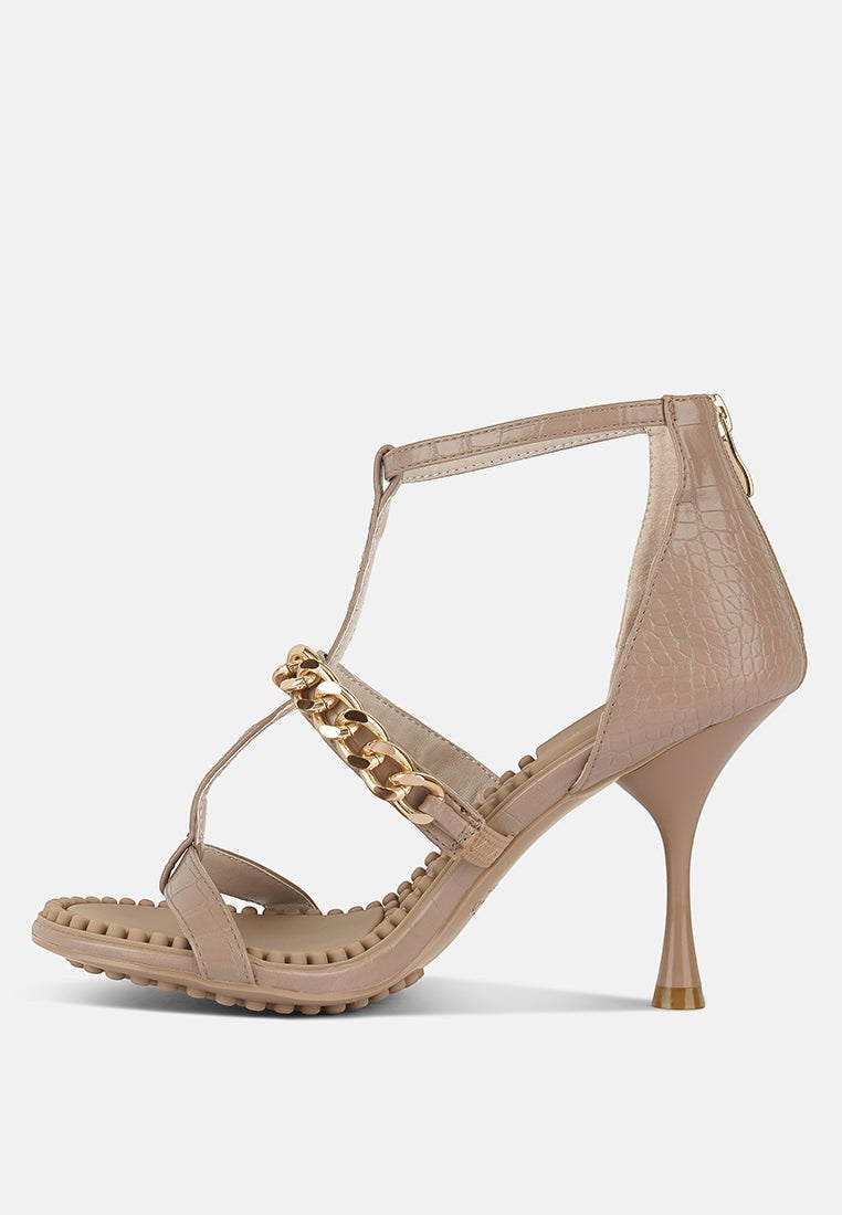 Dakota Metal Chain Mid Heel Sandals