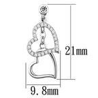 Shiny dangling heart earrings for women with sparkling stones in a stylish design