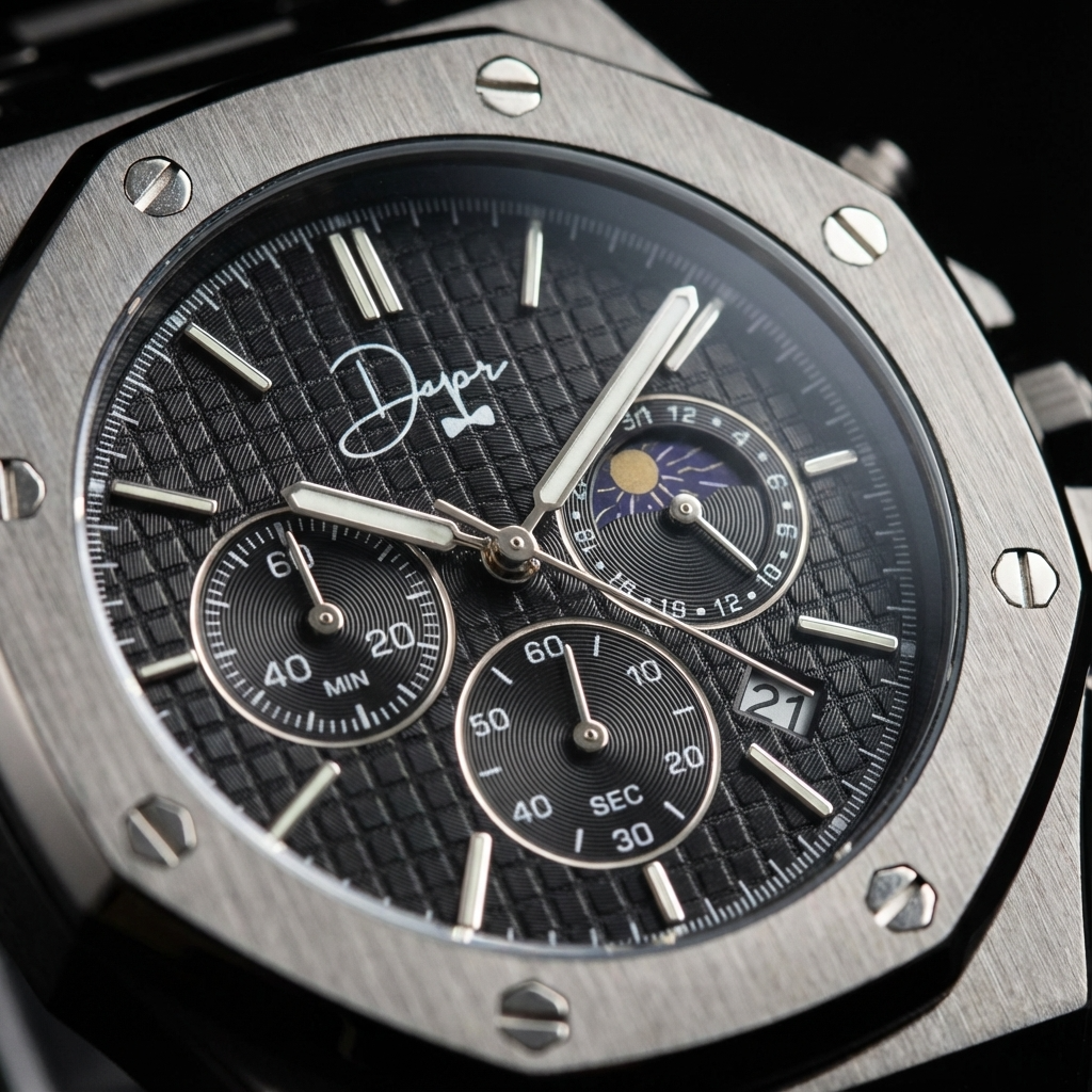 Dapper men's silver chronograph on a watch for stylish occasions