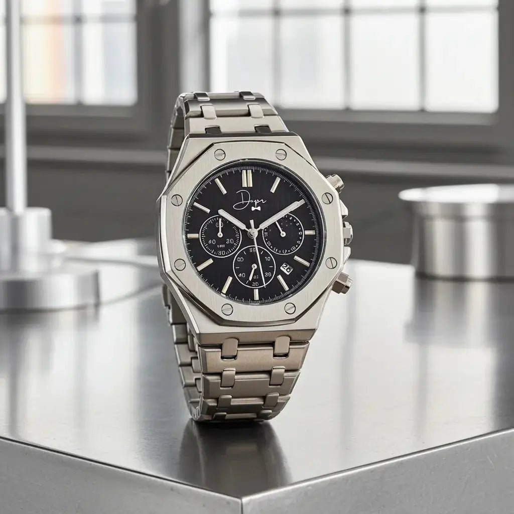 Dapper men's silver chronograph on a watch for elegant occasions