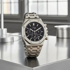 Dapper men's silver chronograph on a watch for elegant occasions
