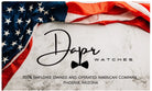Dapr Watches logo with American flag background for men's ultra thin smartwatch collection