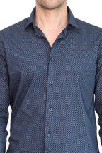 Dark Blue Tiny Check Patterned Slim Fit Shirt – detail view