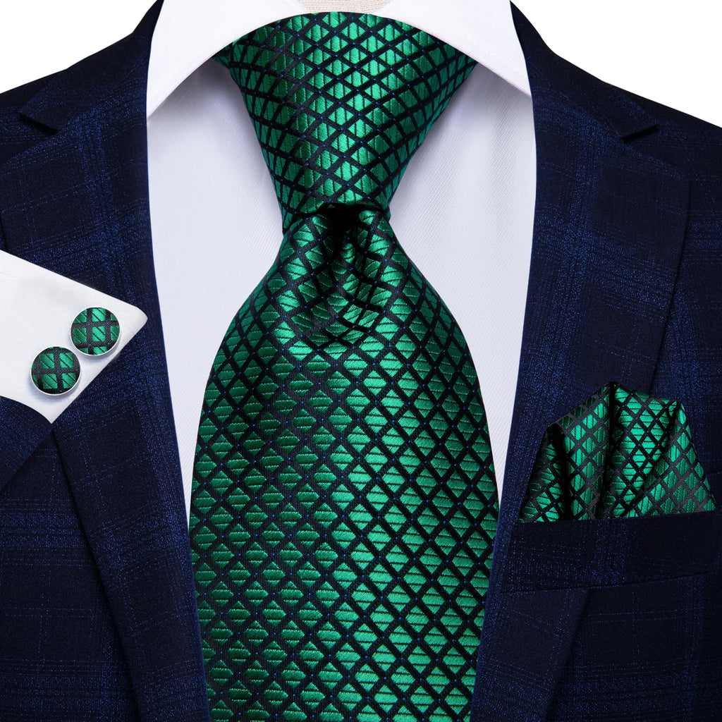 Dark Green Mens Ties in diamond pattern for formal occasions