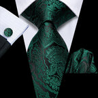 Dark Green Mens Ties in a luxurious paisley design for formal occasions