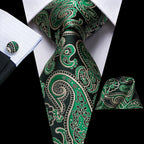 Dark Green Mens Ties with intricate paisley design, perfect for formal occasions