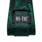 Dark Green Mens Ties in satin with paisley pattern for formal events