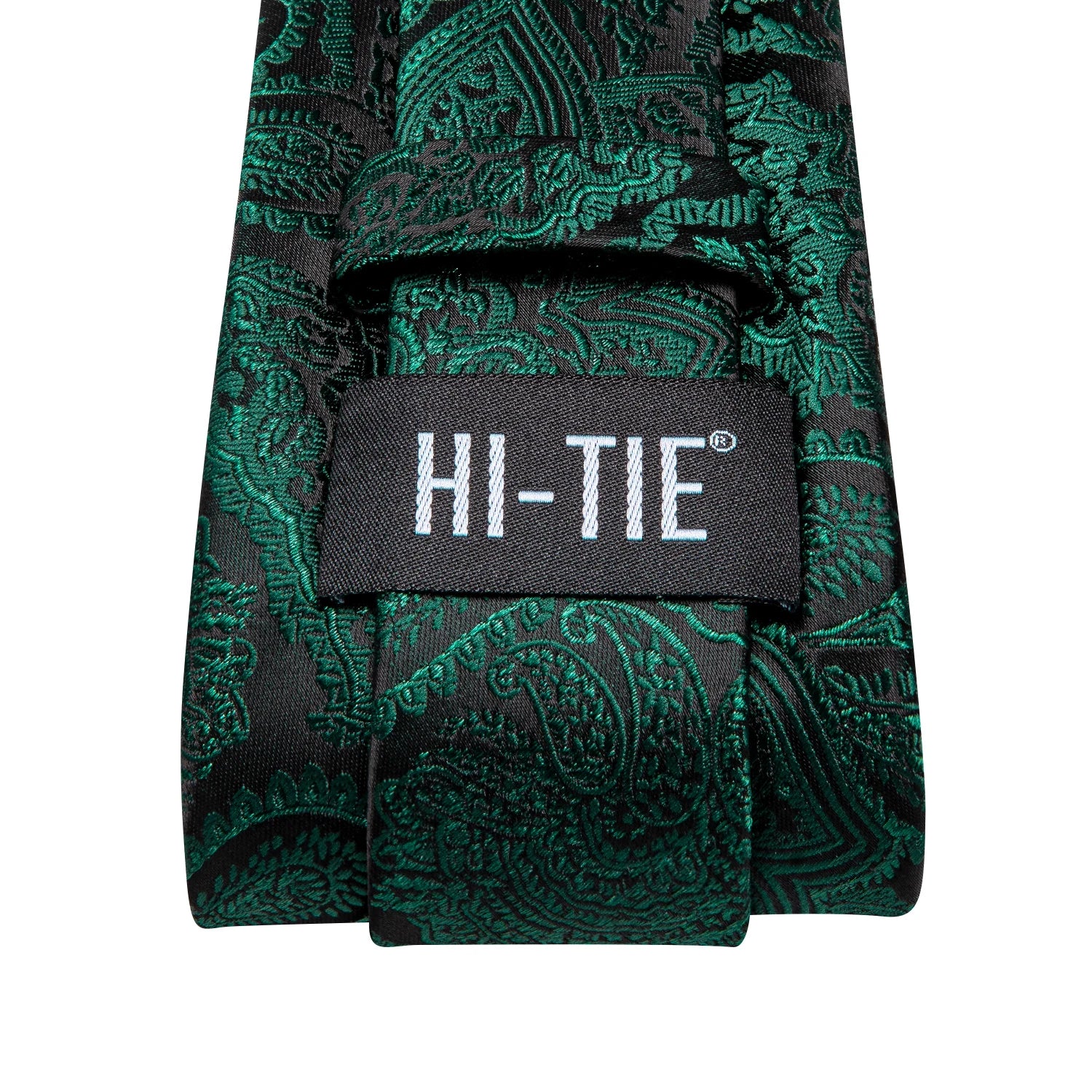 Dark Green Mens Ties in satin with paisley pattern for formal events
