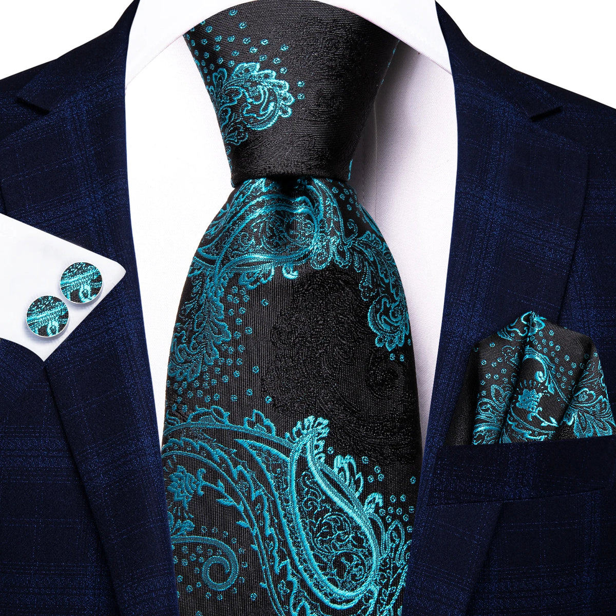 Dark Green Mens Ties with paisley pattern for formal occasions