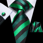 Dark Green Mens Ties with Black Stripes for Formal Occasions