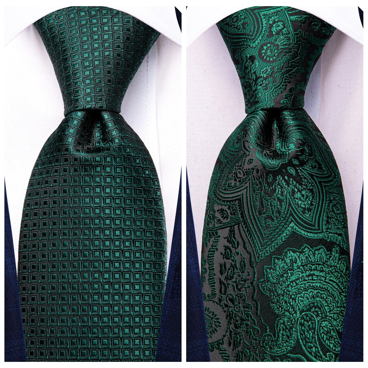 Dark Green Mens Ties in patterned and textured designs for formal occasions