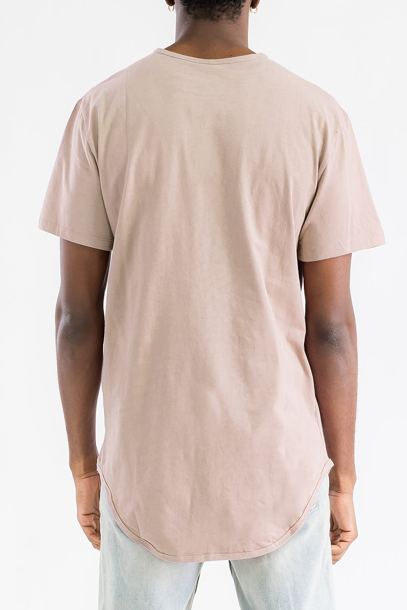 Oatmeal Brown Classic Rounded Scallop Tee