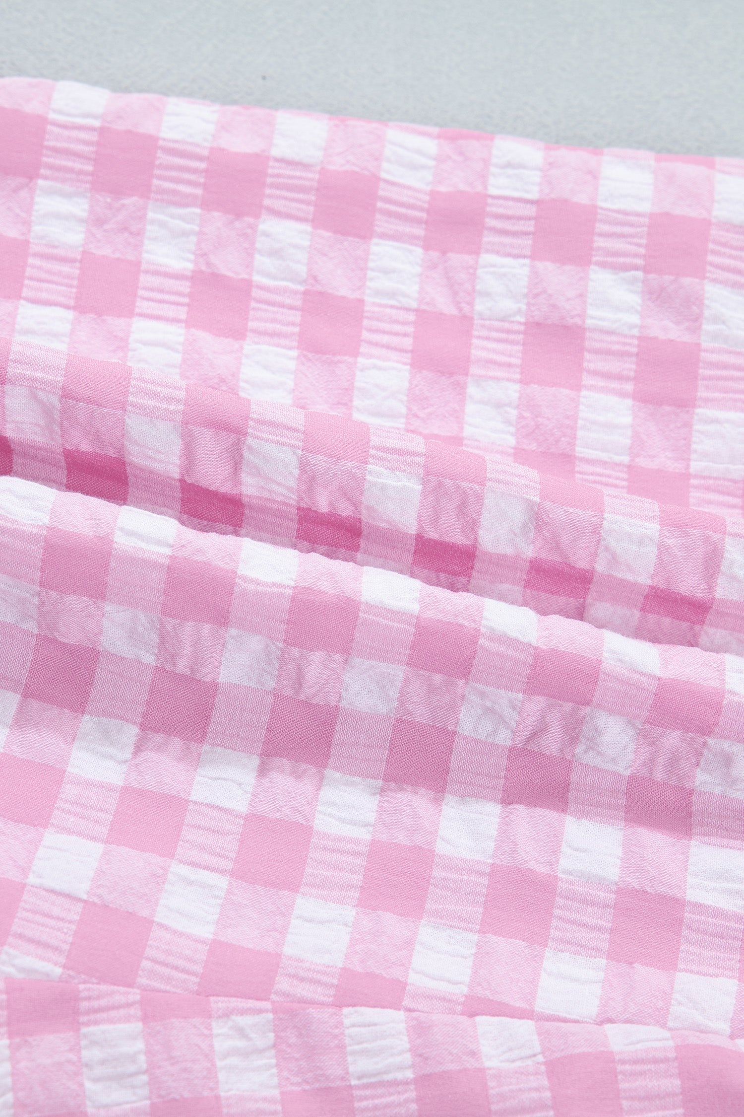 Gingham Ruffle Stripe Patchwork Lace Tie Shorts