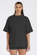 Womens Boyfriend Black Oversized Drop Shoulder Tee